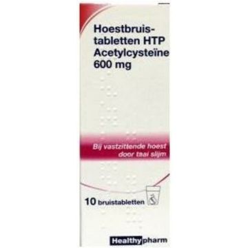 HEALTHYPHARM ACETYLCYSTEINE VASTZITTENDE HOEST 600 MG BRUISTABLETTEN DOOSJE 10 STUKS