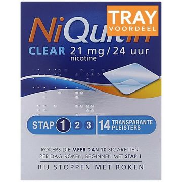 NIQUITIN CLEAR 21 MG NICOTINE PLEISTERS TRAY 24 X 14 STUKS