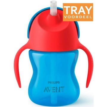 PHILIPS AVENT RIETJES BEKER 9+ MAAND BLAUW/ROOD 200 ML TRAY 6 X 1 STUK