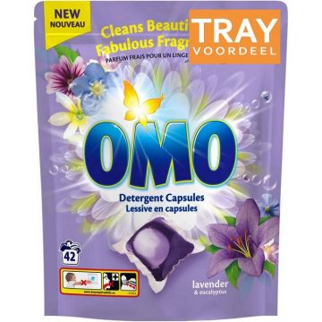 OMO LAVENDER & EUCALYPTUS WASMIDDEL CAPSULES TRAY 4 X 42 STUKS