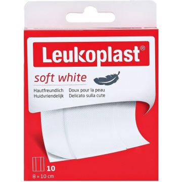 LEUKOPLAST SOFT WHITE 8 CM X 10 CM WONDPLEISTER DOOSJE 10 STUKS