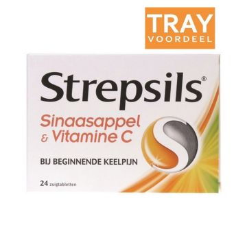 STREPSILS SINAASAPPEL & VITAMINE C BIJ BEGINNENDE KEELPIJN ZUIGTABLETTEN TRAY 144 X 24 STUKS