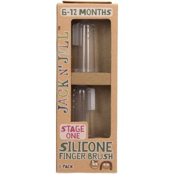 JACK 'N JILL SILICONE 6-12 MAAND FINGER BRUSH TOOTHBRUSH TANDENBORSTEL PAK 2 STUKS