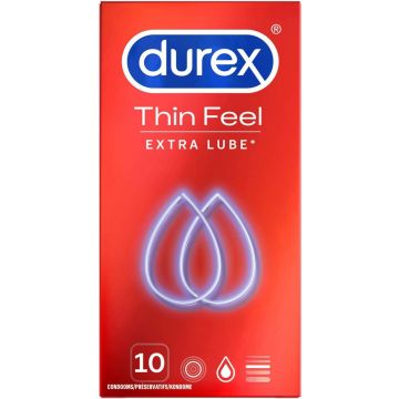 DUREX THIN FEEL EXTRA GLIJMIDDEL CONDOOMS DOOSJE 10 STUKS