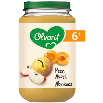 OLVARIT 6+ MAANDEN PEER, APPEL, ABRIKOOS FRUITHAPJE POT 200 GRAM