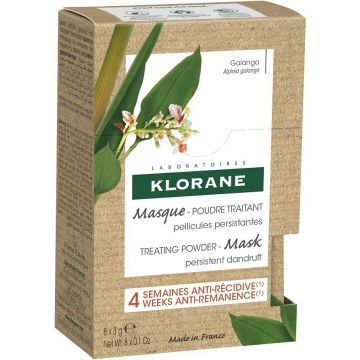 KLORANE GALANGAL (KLORANE) GALANGAL PERSISTENT DANDRUFF TREATING POWDER MASK HAARMASKER ZAKJE 8 X 3 GRAM