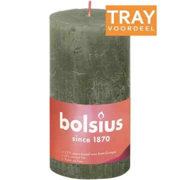 BOLSIUS RUSTIEK 130 X 68 MM STOMPKAARS OLIJFGROEN 4 X 1 STUK