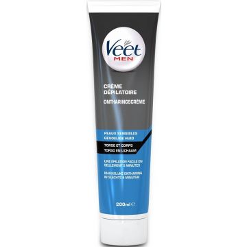 VEET MEN TORSO EN LICHAAM GEVOELIGE HUID ONTHARINGSCREME TUBE 200 ML