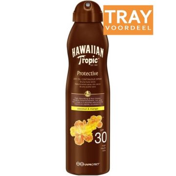 HAWAIIAN TROPIC PROTECTIVE SPF 30 DRY OIL ZONNEBRAND SPRAY TRAY 6 X 180 ML