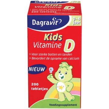 DAGRAVIT 0-4 JAAR KIDS VITAMINE D TABLETJES VOEDINGSSUPPLEMENT POT 200 STUKS