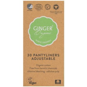 GINGER ORGANIC ADJUSTABLE PANTYLINERS INLEGKRUISJES DOOSJE 30 STUKS