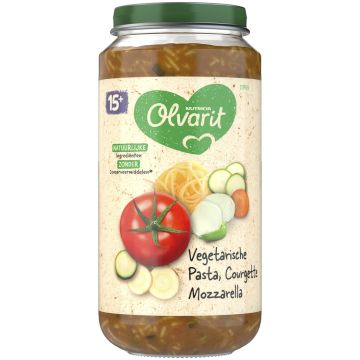 OLVARIT 15+ MAANDEN VEGETARISCHE PASTA COURGETTE, MOZZARELLA BABYVOEDING POT 250 GRAM