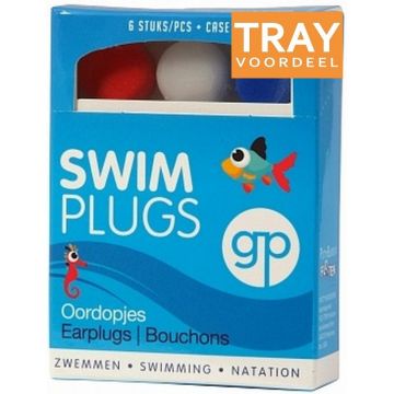 GP SWIM PLUGS OORDOPJES ZWEMMEN TRAY 6 X 6 STUKS