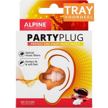 ALPINE PARTYPLUG EARPLUGS OORDOPJES TRAY 6 X 2 STUKS