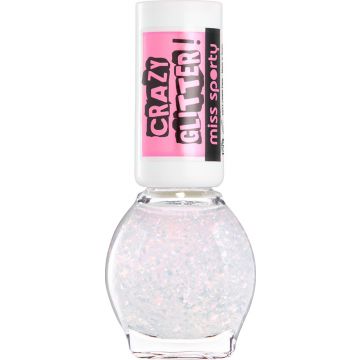 MISS SPORTY CRAZY GLITTER (MISS SPORTY) CRAZY GLITTER 030 BE CRAZY 'N' DONT PINK TWICE! NAGELLAK POTJE 7 ML