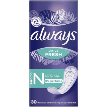 ALWAYS DAILY (ALWAYS) DAILY FRESH 0% PARFUM NORMAL INLEGKRUISJES DOOSJE 30 STUKS