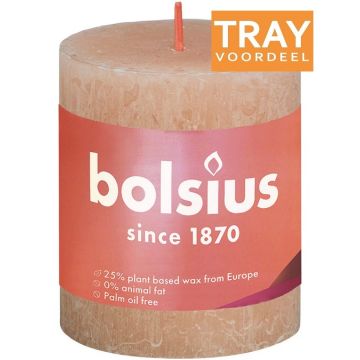 BOLSIUS RUSTIEK 80 X 68 MM STOMPKAARS LICHTROZE 4 X 1 STUK