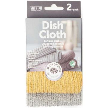 SMART MICROFIBER GRIJS/MOSTERD VAATDOEK 2 STUKS