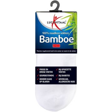 LUCOVITAAL BAMBOE ENKEL SOKKEN MAAT 35-38 WIT 1 PAAR