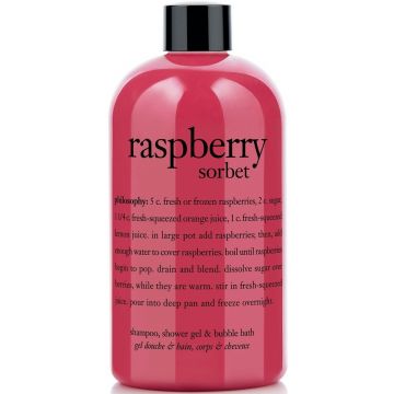 PHILOSOPHY RASPBERRY SORBET SHAMPOO, SHOWER GEL & BUBBLE BATH DOUCHEGEL FLACON 480 ML
