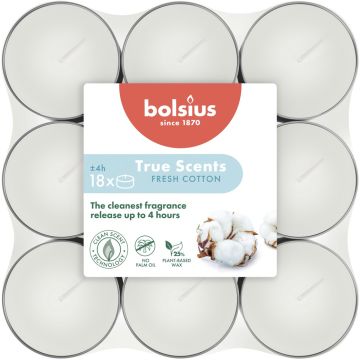 BOLSIUS TRUE SCENTS FRESH COTTON THEELICHTEN 18 STUKS