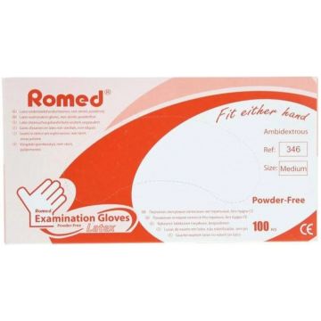 ROMED LATEX ONDERZOEKHANDSCHOENEN NIET STERIEL POWDER-FREE M DOOSJE 100 STUKS