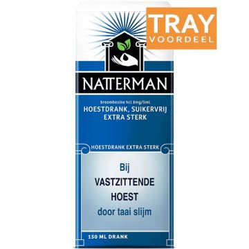NATTERMAN BIJ VASTZITTENDE HOEST DOOR TAAI SLIJM EXTRA STERK HOESTDRANK TRAY 36 X 150 ML