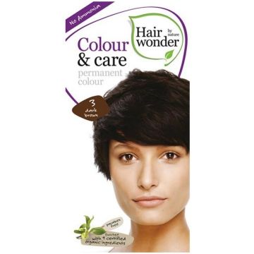 HAIR WONDER COLOUR & CARE PERMANENT COLOUR 3 DARK BROWN HAARVERF 100 ML