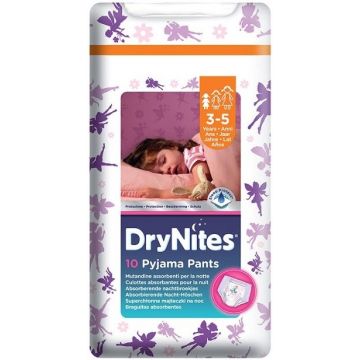 HUGGIES DRY NITES PYJAMA PANTS 3-5 JAAR (MEISJES) PAK 10 STUKS