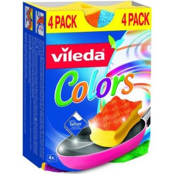 VILEDA COLORS SCHUURSPONZEN PAK 4 STUKS
