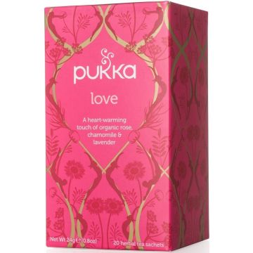 PUKKA LOVE ROSE, CHAMOMILE & LAVENDER THEE DOOSJE 20 ZAKJES
