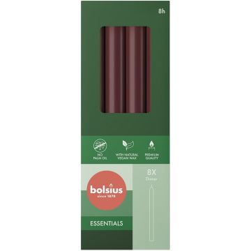 BOLSIUS ESSENTIAL 230 X 20 MM DINERKAARS (BORDEAUX) 8 STUKS