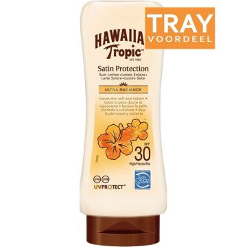 HAWAIIAN TROPIC SATIN PROTECTION SPF 30 ULTRA RADIANCE SUN LOTION ZONNEBRANDCREME TRAY 6 X 180 ML