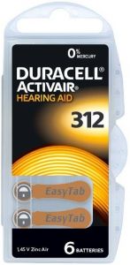 DURACELL EASYTAB ACTIVAIR HEARING AID 312 GEHOORBATTERIJ PAK 6 STUKS (1 BATTERIJ ONTBREEKT)