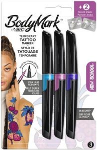 BIC BODYMARK NEW SCHOOL TEMPORARY TATTOO MARKER SET 1 STUK