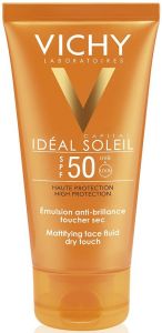 VICHY IDEAL SOLEIL MATTIFYING FACE FLUID DRY TOUCH SPF 50 ZONNEBRAND CREME TUBE 50 ML