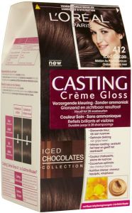 L'OREAL CASTING CREME GLOSS 412 ICED CACAO MIDDEN AS PARELMOERBRUIN HAARVERF PAK 1 STUK