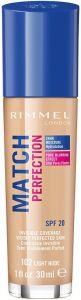 RIMMEL MATCH PERFECTION 102 LIGHT NUDE FOUNDATION POMP 30 ML