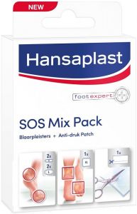 HANSAPLAST FOOT EXPERT SOS MIX PACK BLAARPLEISTERS + ANTI-DRUK PATCH DOOSJE 6 STUKS
