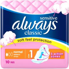 ALWAYS CLASSIC SENSITIVE NORMAL WINGS MAANDVERBAND PAK 10 STUKS