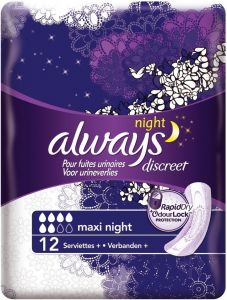 ALWAYS DISCREET MAXI NIGHT VERBAND PAK 12 STUKS