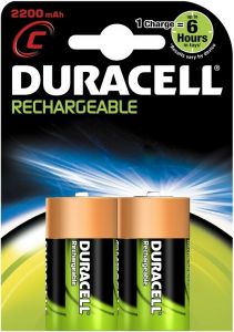 DURACELL RECHARGEABLE C OPLAADBARE BATTERIJEN PAK 2 STUKS