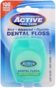 ACTIVE ORAL CARE MINT ADVANCED FLUORIDE 100 METER WAXED FLOSDRAAD PAK 1 STUK