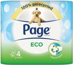 PAGE ECO GROEN & ZACHT TOILETPAPIER PAK 4 ROLLEN