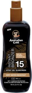 AUSTRALIAN GOLD INSTANT BRONZER SPF 15 GEL SUNSCREEN ZONNEBRAND SPRAY 100 ML