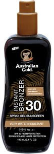 AUSTRALIAN GOLD INSTANT BRONZER SPF 30 GEL SUNSCREEN ZONNEBRAND SPRAY 100 ML