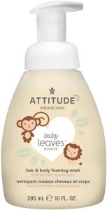ATTITUDE BABY LEAVES 2-IN-1 PEAR NECTAR HAIR AND BODY FOAMING WASH POMP 295 ML