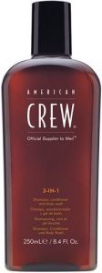 AMERICAN CREW 3-IN-1 SHAMPOO, CONDITIONER AND BODY WASH FLACON 250 ML