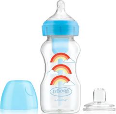 DR. BROWN'S NATURAL FLOW OPTIONS+ BLUE ANTI-COLIC BOTTLE TO SIPPY BOTTLE STARTER KIT 270 ML