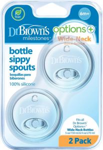 DR. BROWN'S MILESTONES OPTIONS+ BREDE HALS FLES SIPPY SPOUTS SPENEN 2 STUKS